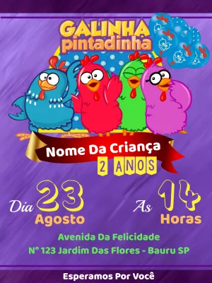 Galinha Pintadinha Birthday Invitation – Static – Way Lopez