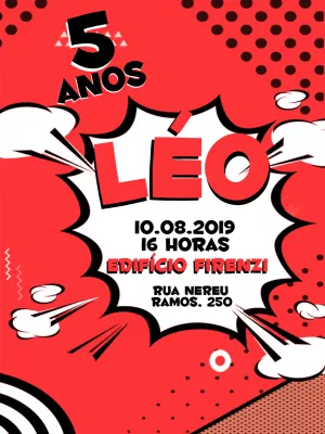 Convite de Aniversário Pop Art para Editar e Imprimir Online
