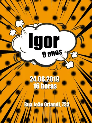 Convite de Aniversário Pop Art para Editar Online