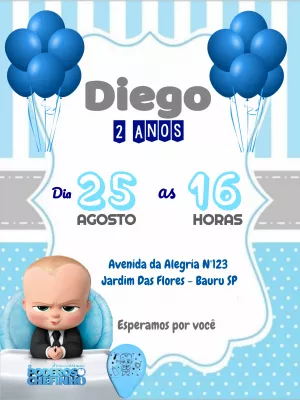Convite Aniversário Poderoso Chefinho para Editar Online