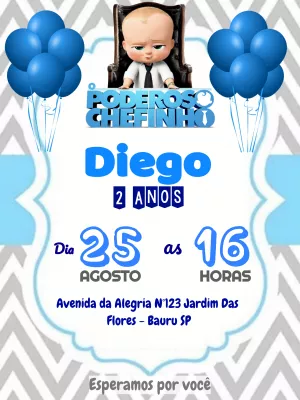 Convite Aniversário Poderoso Chefinho para Editar Online