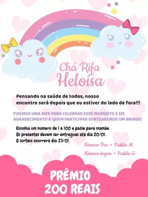 Convite Chá Rifa Chuva de Amor Editável Online