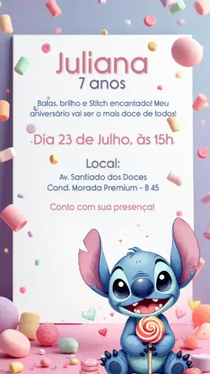Invitación de cumpleaños Stitch – Estático – CollorGraph Convites