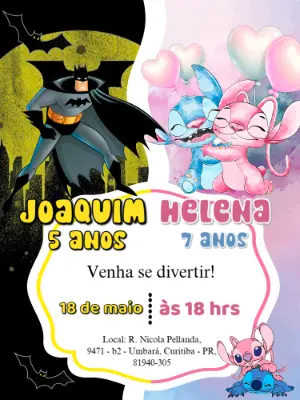 Invitación de cumpleaños Stitch – Estático – Pedro Henrique