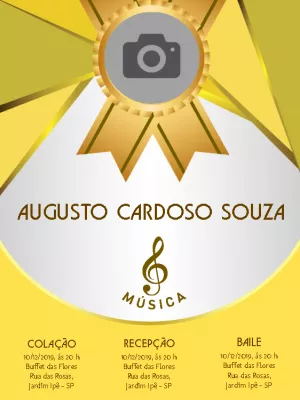 Convite de Formatura de Música com Foto para Editar Online