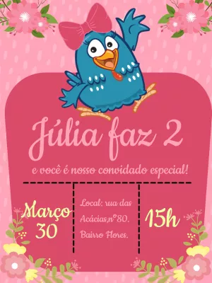 Galinha Pintadinha生日邀请函 – 静态 – Bella Liz Convites