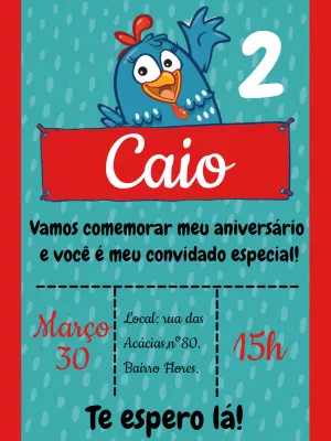 Galinha Pintadinha生日邀请函 – 静态 – Bella Liz Convites