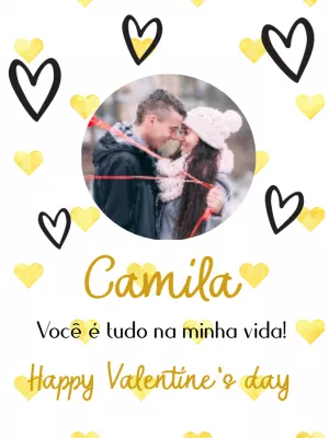Cartão de Dia dos Namorados com Foto para Editar Online