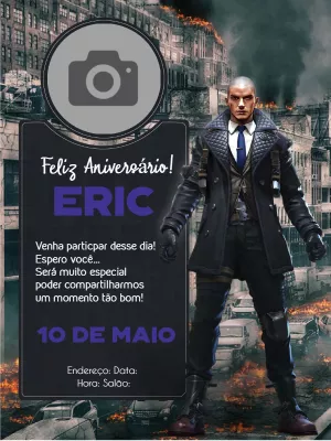 Convite Aniversário Free Fire com Foto para Editar Online