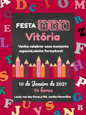 Convite Formatura ABC Infantil para Editar Online