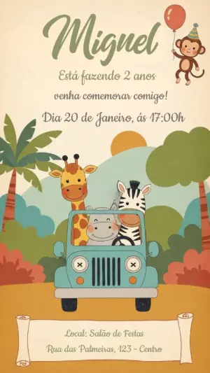 Safari Birthday Invitation – Static – CollorGraph Convites