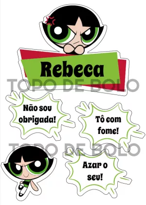 Topo de Bolo Docinho Meninas Superpoderosas para Editar Online