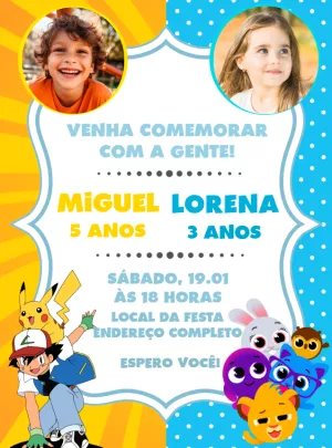 Invitación de cumpleaños Bolofofos – Estático – Decore Arte