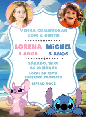 Invitación de cumpleaños Stitch – Estático – Decore Arte
