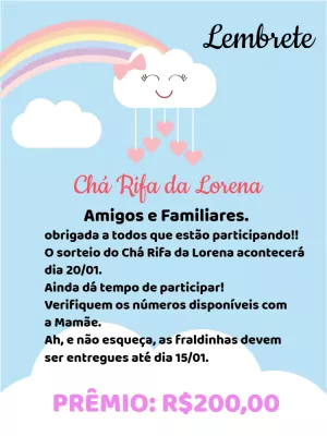 Convite Chá Rifa Chuva de Amor para Editar Online