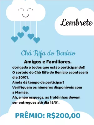 Convite Chá Rifa Chuva de Amor Editável para Enviar Online