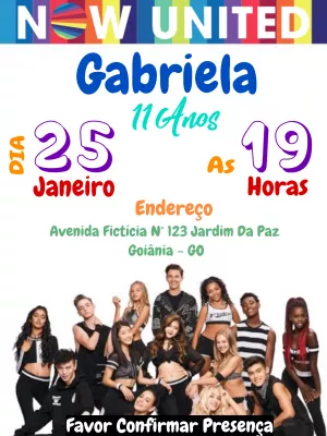 Convite de Aniversário Now United para Editar Online Grátis