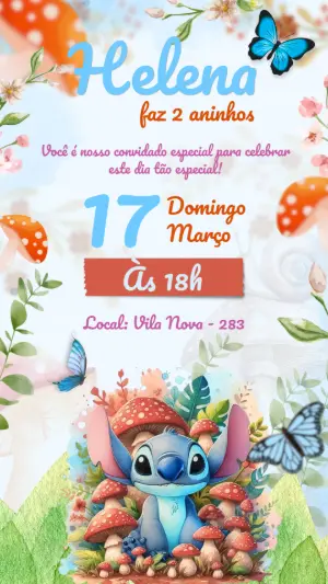 Stitch Birthday Invitation – Static – Color Art Studio