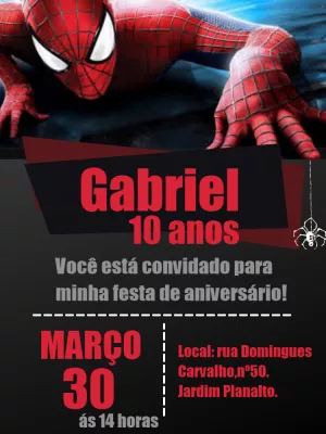 Convite de Aniversário Homem Aranha para Editar Online