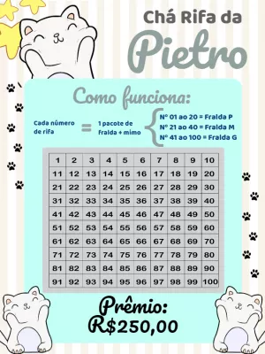 Chá Rifa Gatinho Fofo: Convite Editável Online