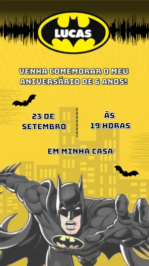 Convite Digital Batman: Modelo Editável para Festa Infantil