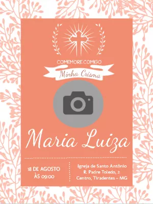 Convite de Crisma com Foto Delicado para Editar Online
