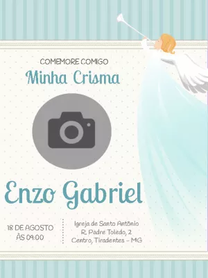 Convite de Crisma com Foto e Anjo para Editar Online