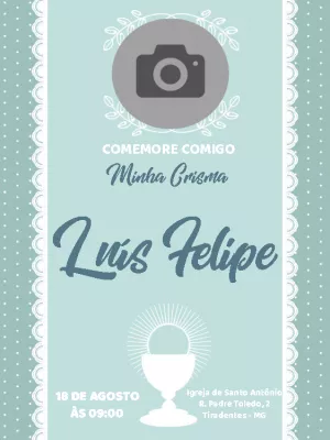 Convite de Crisma com Foto para Editar Online e Imprimir