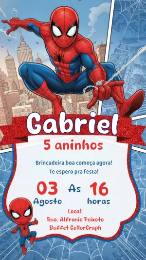 Convite de Aniversário Homem-Aranha Estilo HQ para Editar