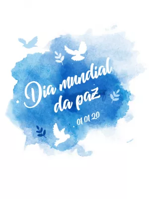 Post Dia da Paz com Pombas em Aquarela para Editar Online