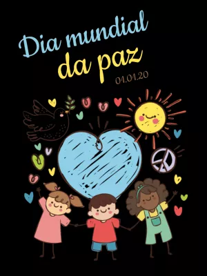 Post Dia da Paz com Ilustração Infantil para Editar Online