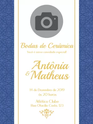 Convite Bodas de Cerâmica com Foto para Editar Online
