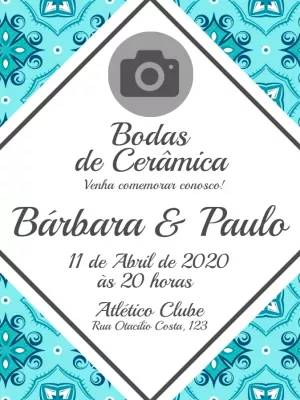 Convite Bodas de Cerâmica com Foto para Editar Online