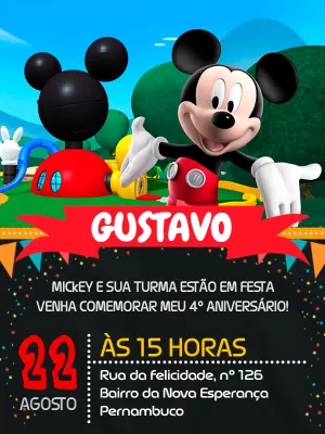 Convite de Aniversário Mickey Mouse para Editar Online