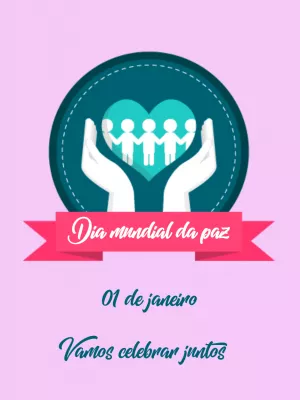 Post Dia da Paz com Símbolos de União para Editar Online