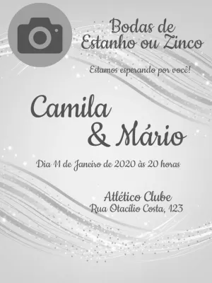 Convite Bodas de Estanho com Foto para Editar Online