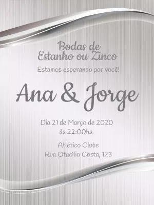 Convite Bodas de Estanho Elegante para Editar Online