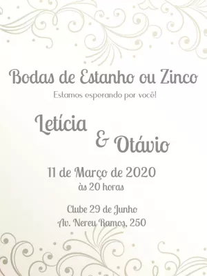 Convite Bodas de Estanho Elegante para Editar Online