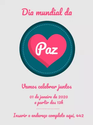 Post Dia Mundial da Paz com Coração para Editar Online