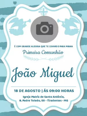 Convite de Primeira Comunhão com Foto para Editar Online