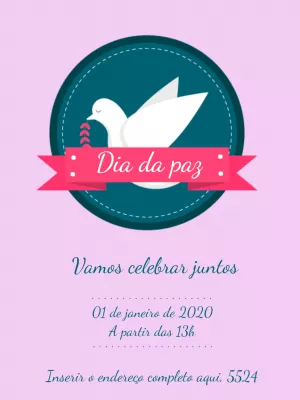 Post Editável para o Dia da Paz com Pomba Branca