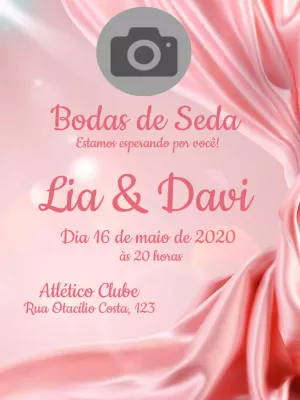 Convite Bodas de Seda com Foto para Editar Online