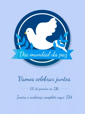 Post Dia Mundial da Paz com Pomba para Editar Online