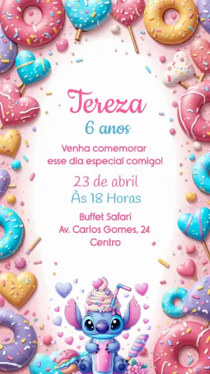 Invitación de cumpleaños Stitch – Estático – Criativa Sant