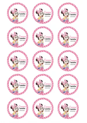 Tag de Aniversário Minnie Baby para Editar Online