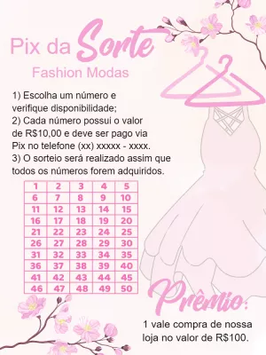 Cartela de Rifa Pix Sorteio de Moda para Editar Online