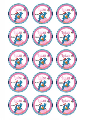 Tag de Aniversário Galinha Pintadinha para Editar Online