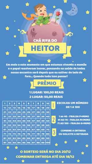 Convite Chá Rifa Pequeno Príncipe para Editar Online