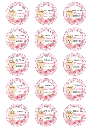 Tag Chá Rifa Ursinha Princesa para Editar Online
