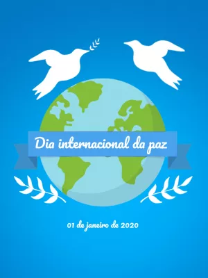 Post Dia da Paz com Pombas e Planeta Terra para Editar Online